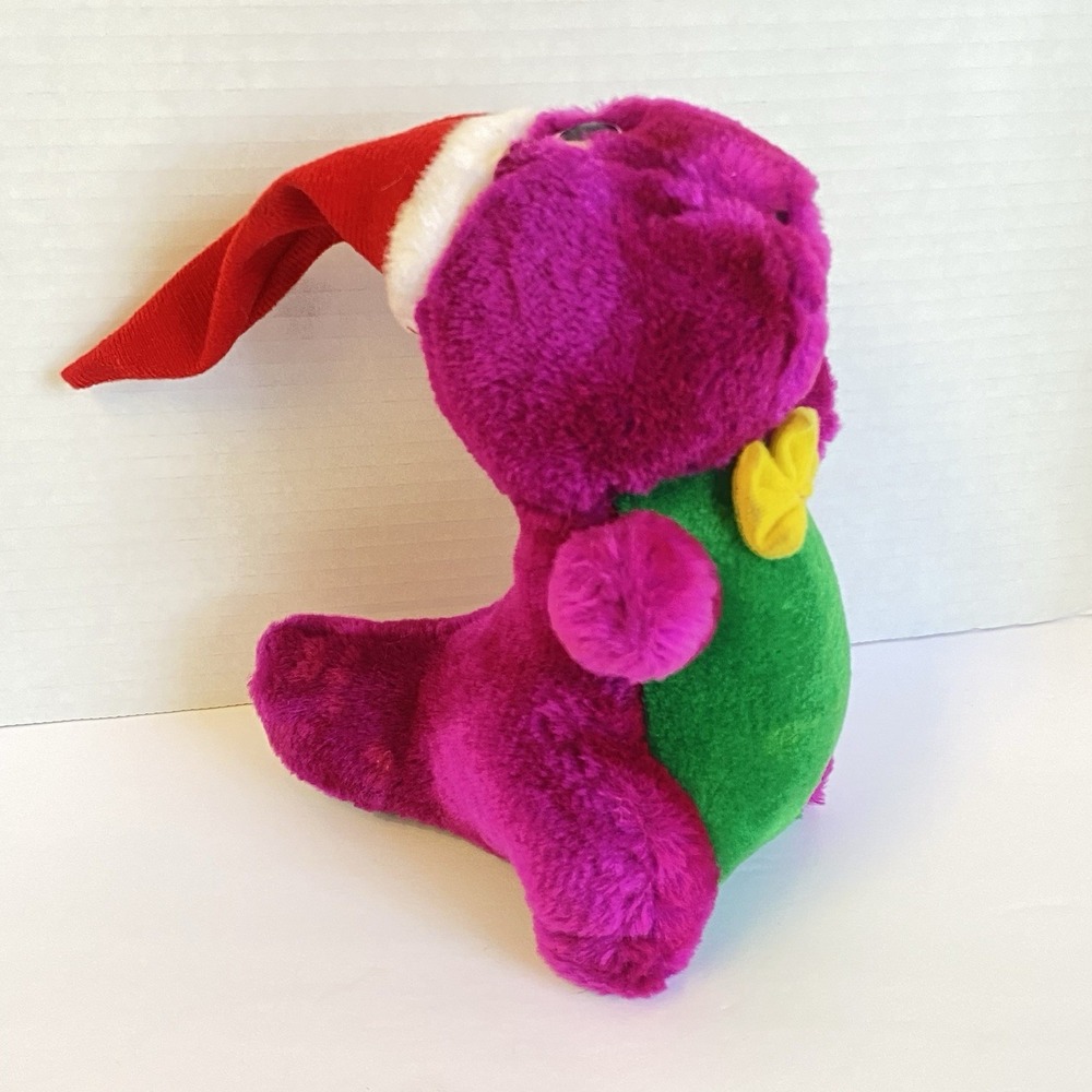 Goffa Vintage Barney Dinosaur Plush 8in Purple Christmas Barney